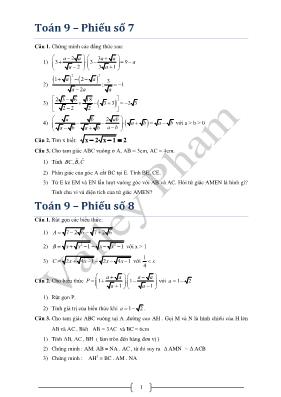Toán 9  Phiếu số 7